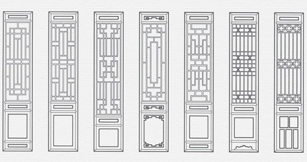 坡头镇常用中式仿古花窗图案隔断设计图